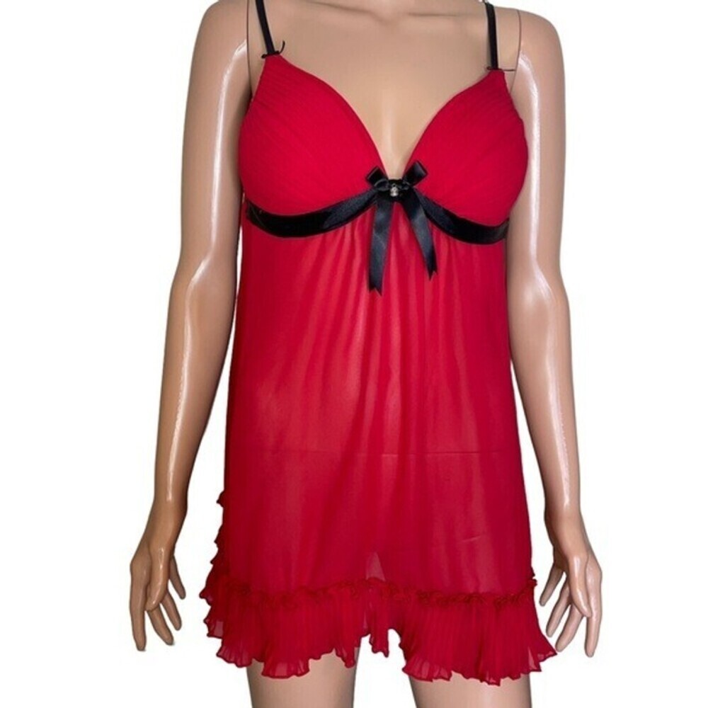 Linea Donatella red and black lingerie semi sheer push up underwire bra top